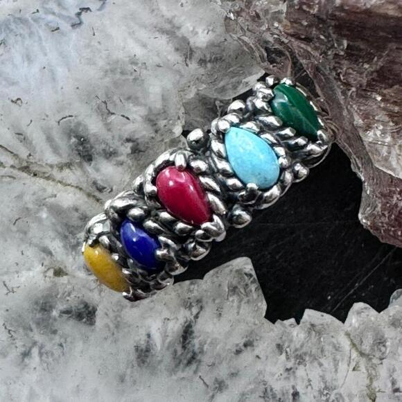 Jewelry - Carolyn Pollack Sterling Silver 5 Assorted Gemstone Split Shank Ring For Women
